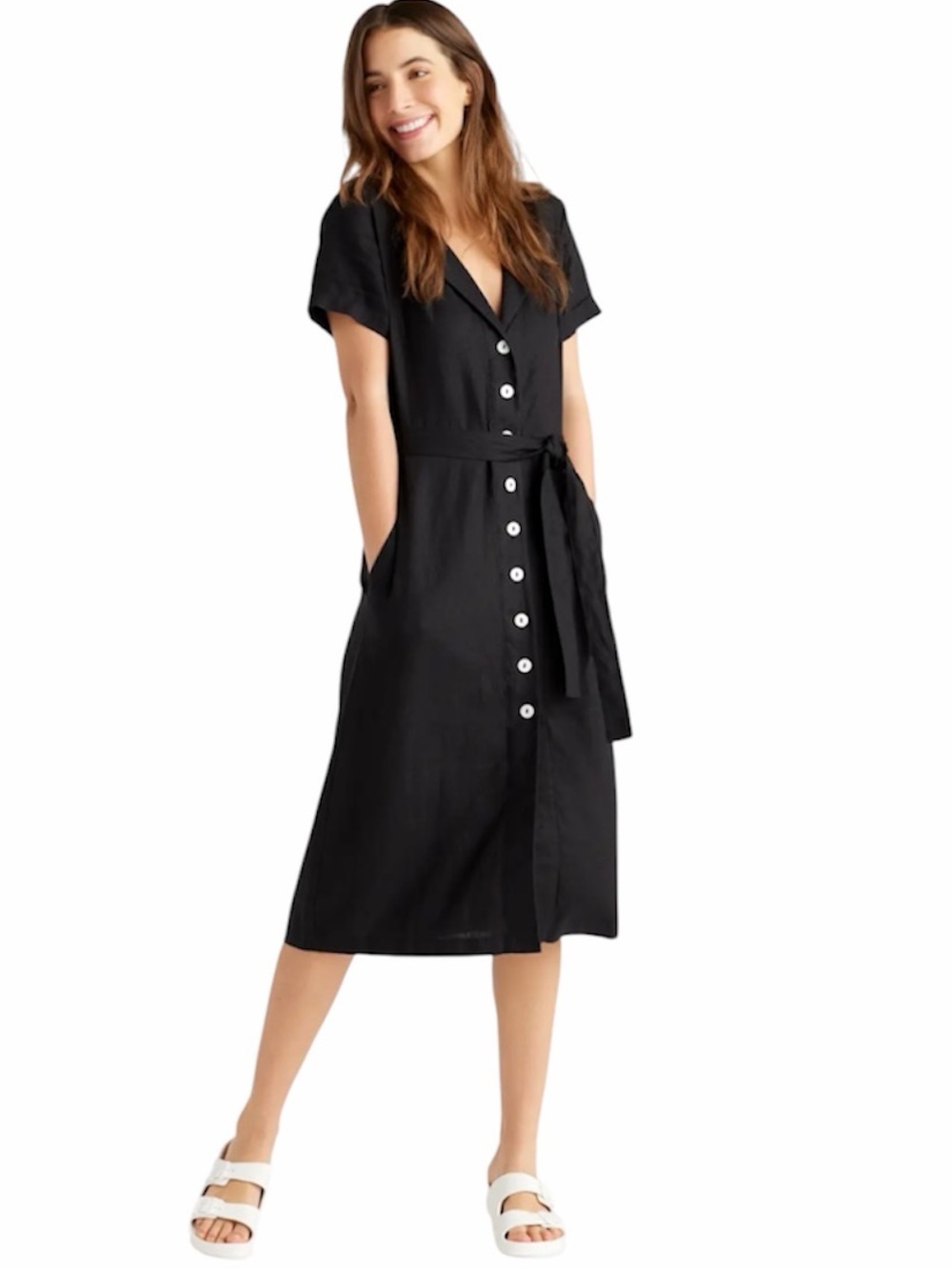 Quince | Women’s 100% European Linen Button Front Dress Size Medium NWT
